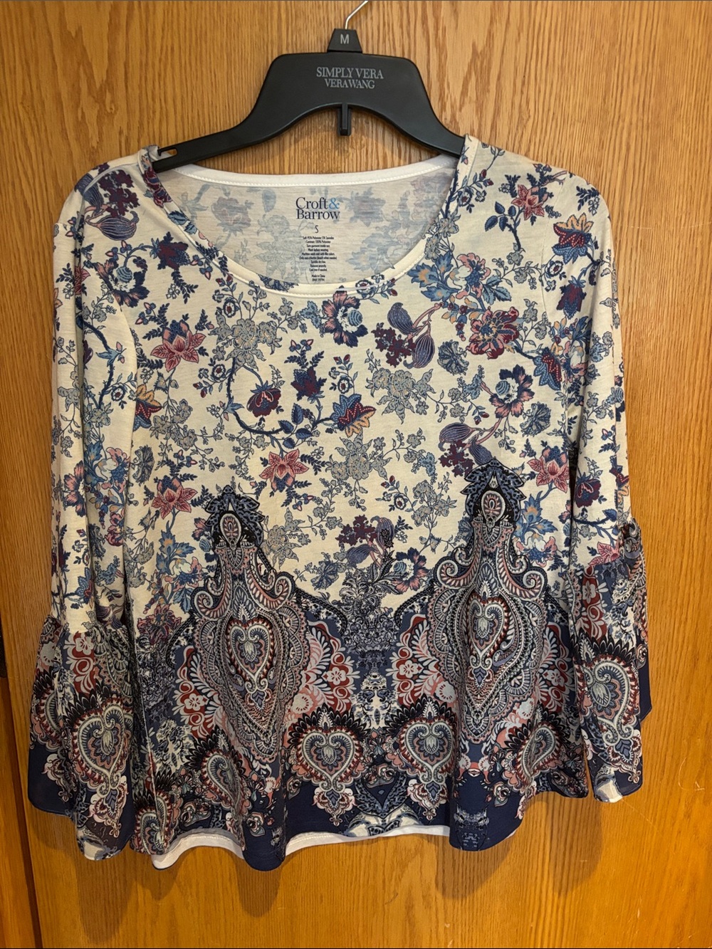 Croft & Barrow, blue print hue blouse, Small
